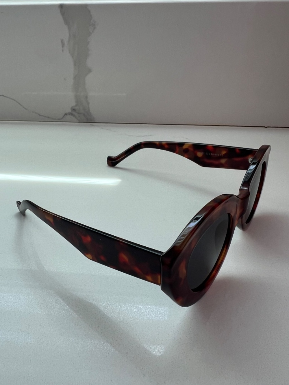 Tortoise Brown Shell Acetate Oval Sunglasses Chunky Frame (NEW) - Picture 4 of 6